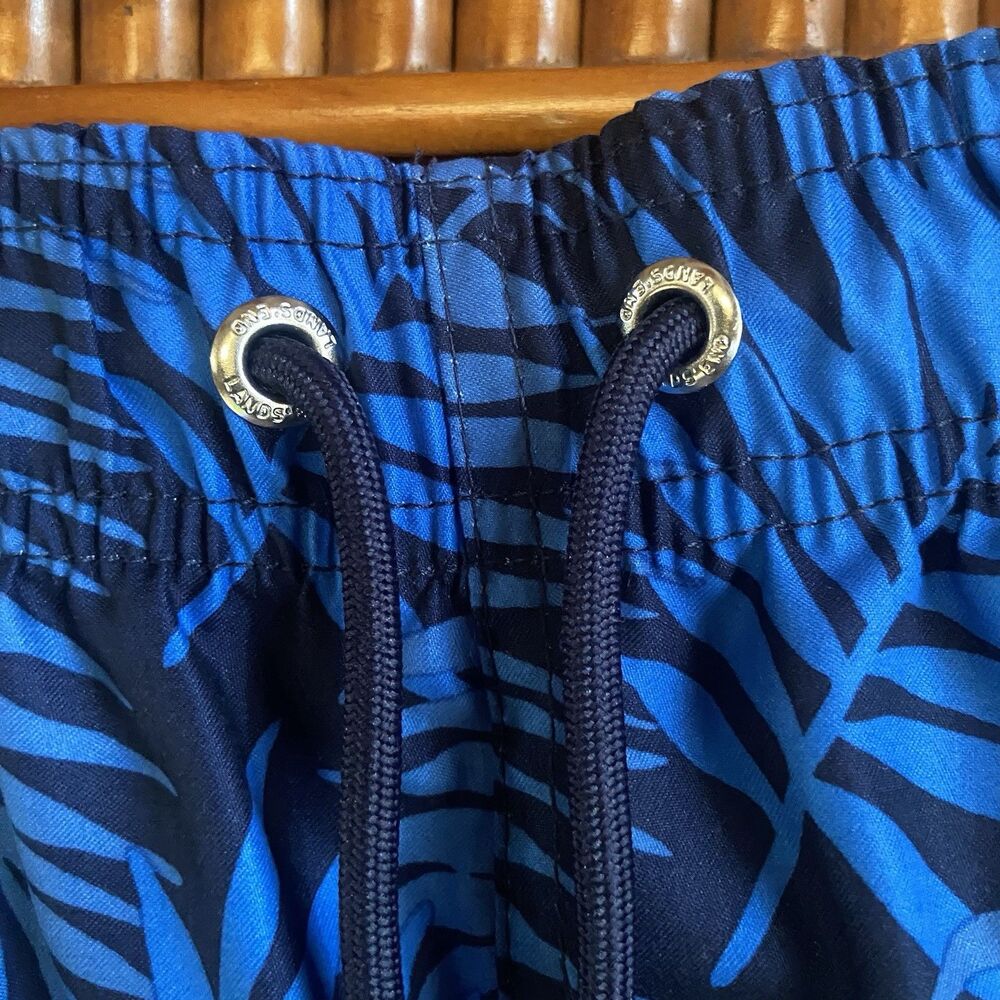 Lands End Men’s 8" Swim Shorts Trunks Sz Large 36-38 Blue Palms Tropical Beach - Picture 2 of 13